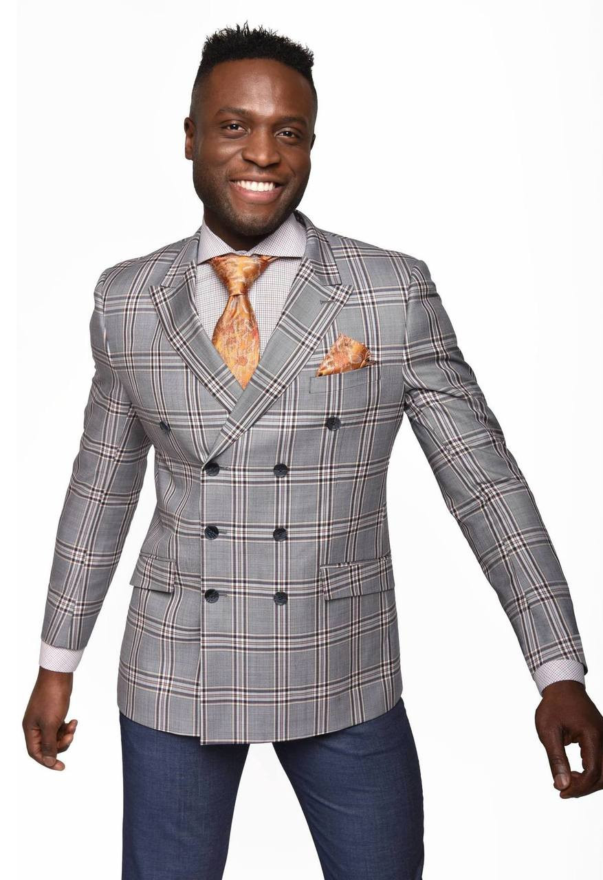 Plaid Pants With Solid Blazer Online 