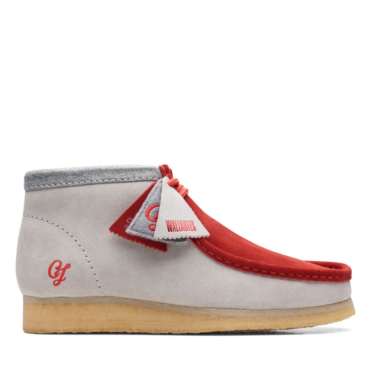 Clarks Wallabee- VCY Grey/Red Suede - GQ Gentlemen