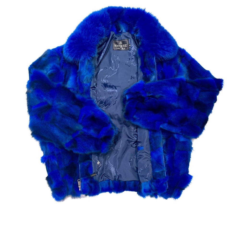 M11R01BK-ROYAL BLUE FOX FUR BOMBER COAT - GQ Gentlemen's Quarters