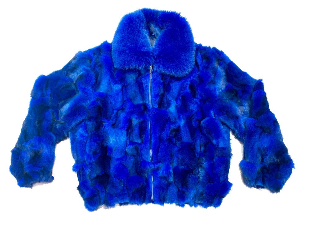 M11R01BK-ROYAL BLUE FOX FUR BOMBER COAT - GQ Gentlemen's Quarters