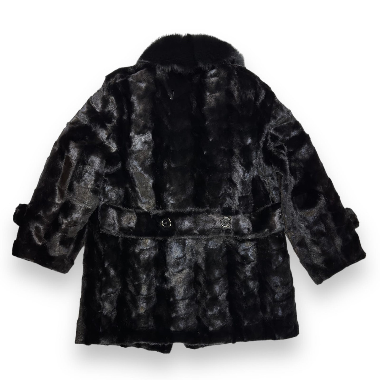 M69Q01-Mink Double Breasted 3/4 fur coat - GQ Gentlemen's Quarters