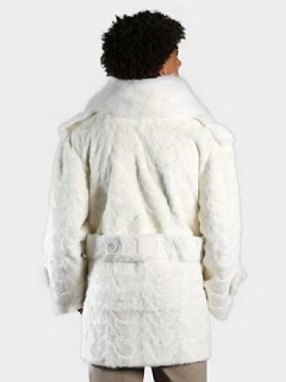 値下げ PELLICULE front gather furcoat white bleached-white-mink-and-fox-