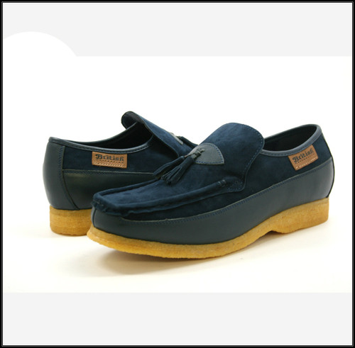 British Collection King Old School Slip On Navy Suede/Leather Shoes
