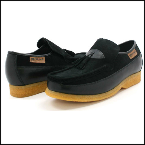 British Collection King Old School Slip On Black Suede Shoes