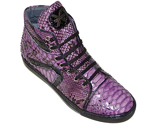 These exceptional quality python Skin Sneakers are handmade by one of the finest exotic Sneakers manufacturers, David X. David X offers fashionable exotic Sneakers that are completely hand crafted and hand stitched. The inside is a butter soft lambskin leather for superior comfort and the sole is hand stitched in leather for excellent traction. The insole is cushioned for added shock absorption. These Sneakers will fit a Medium width up to a "D" width due to the soft lambskin interior leather. 

David X doesn't use the "painted-on" process to color these Sneakers like other manufacturers; instead, they use a special tanning process to glaze the premium grade python.

Color: Purple
Style: Motta
Material Upper: Genuine Python
Material Lining: Genuine Leather For Added Comfort And Durability
Material Sole: Genuine Leather For Added Comfort And Durability