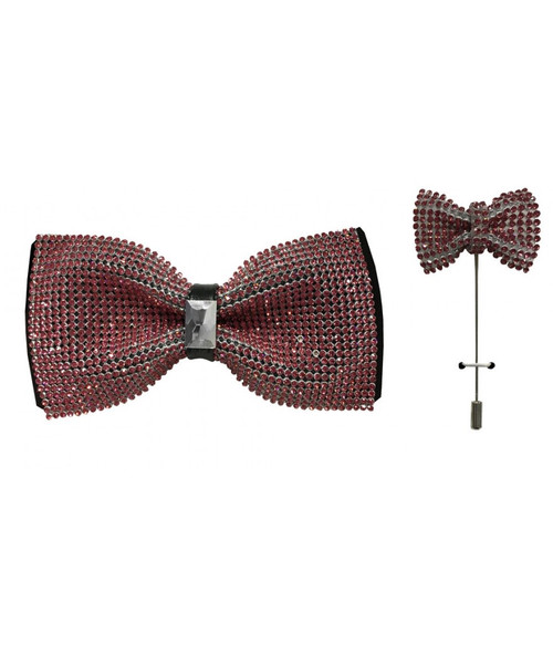 Change up the game and have everyone looking your way with this shining rhinestone bowtie. It even comes with a matching lapel pin to put on your blazer!