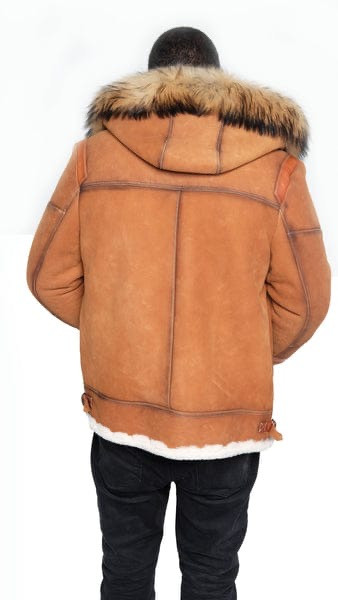 8015-Sheepskin Jacket w/ Hoodie Fur - GQ Gentlemen's Quarters