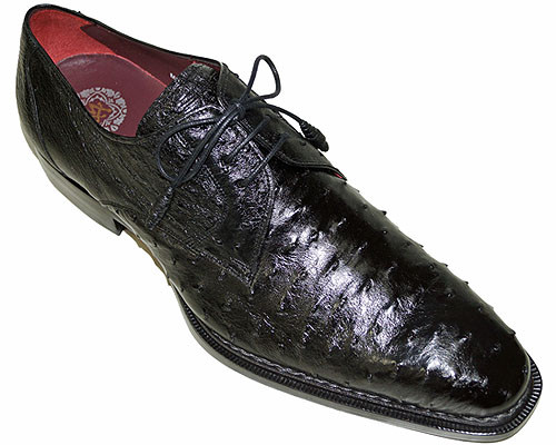 This exceptional quality all-over Ostrich skin footwear model is handmade by one of the finest European manufacturers of exotic skins, Mezlan. The stylish lace-up is handmade from an Ostrich skin and it is fully leather lined, with a stitched leather sole. Prices are exclusive to online sales.