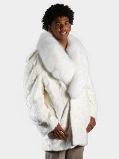 本日限定お値下げ ANDWANG White mix fake fur coat Kuokuo Men's White Faux Fur Coats Open Front Winter Warm