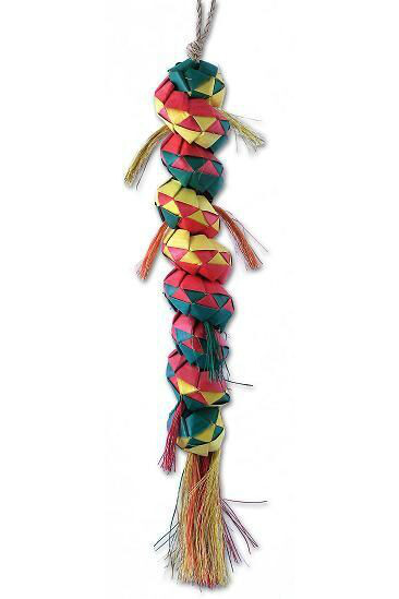 Planet Pleasures natural palm leaf shredder bird toy.
