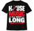 Black House Music All Night Long T-shirt with bold red and white lettering and vinyl record graphic
