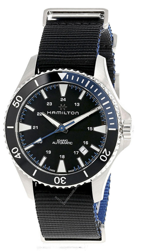 HAMILTON Khaki Scuba 40MM Batman Bezel Nylon NATO Strap Watch H82315931 ...