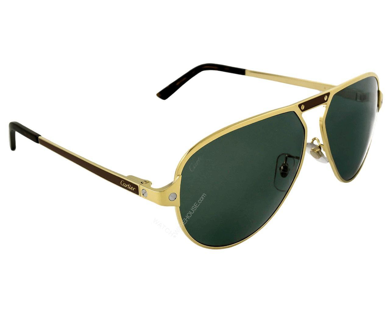 CARTIER Pilot Green Lens Full Rim Gold 61-13-145MM Men's Sunglasses ...