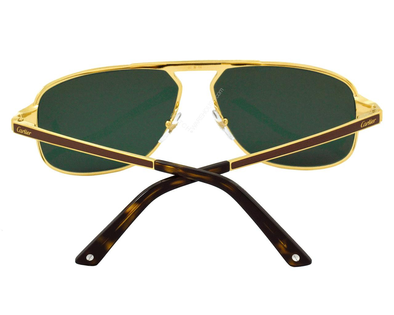 CARTIER Pilot Green Lens Gold Rim 60-14-140MM Men's
