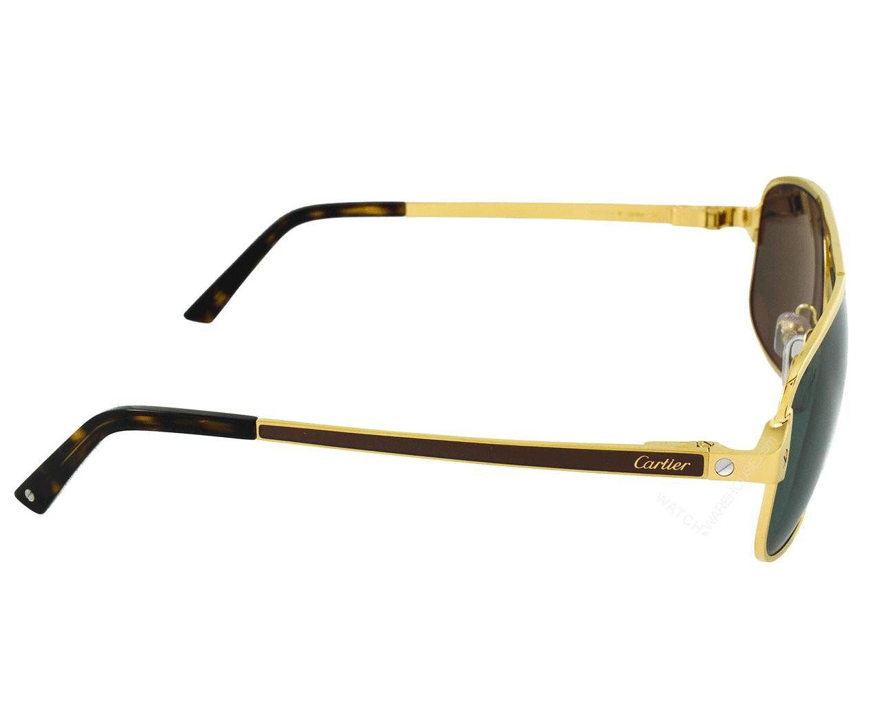 CARTIER Pilot Green Lens Gold Rim 60-14-140MM Men's