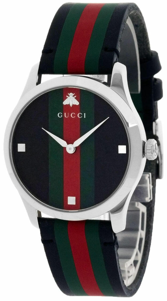 GUCCI G-Timeless 38MM Quartz Black Leather Band Men's Watch