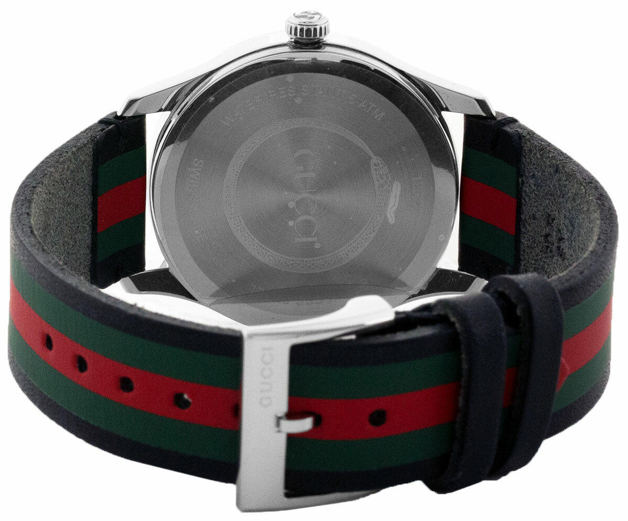 GUCCI G-Timeless 38MM Quartz Black Leather Band Men's Watch 