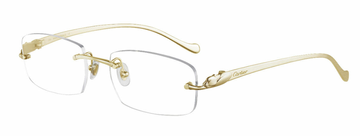 CARTIER Rectangular Rimless 53MM Gold Metal Unisex Eyeglasses