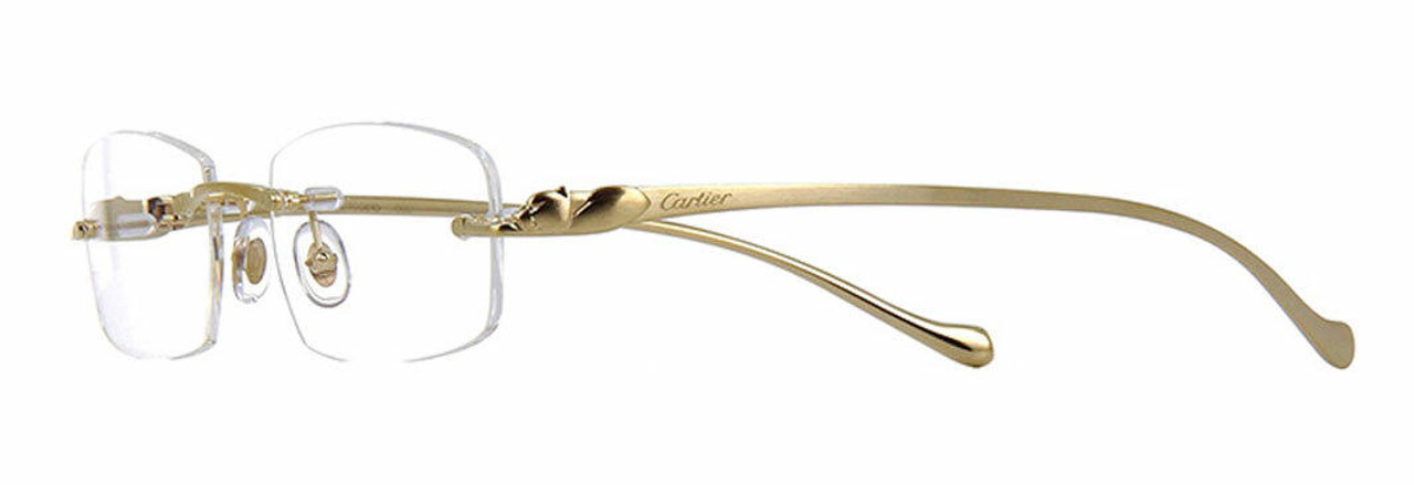 CARTIER Rectangular Rimless 53MM Gold Metal Unisex
