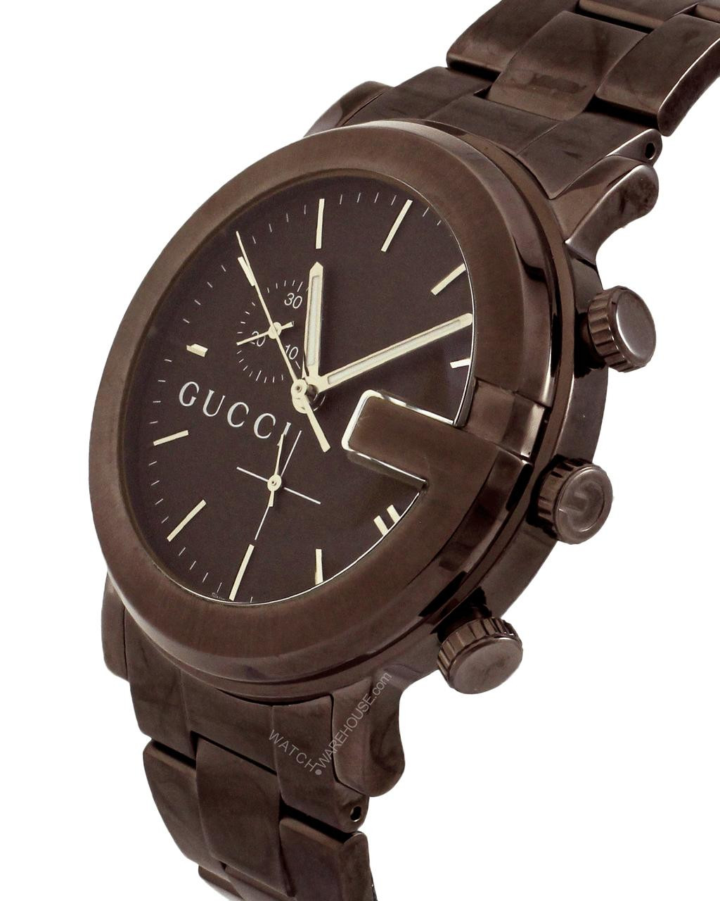 GUCCI 101 G-CHRONO 42MM Brown Ion-Plated S-Steel Men's Watch YA101341