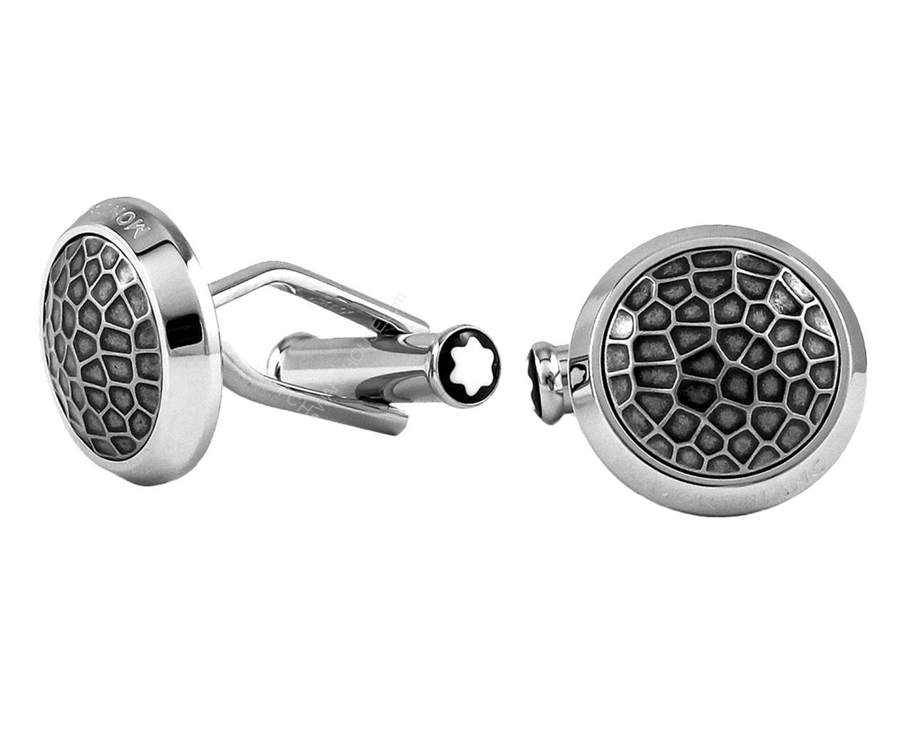 モンブラン カフス マルテレ 124207 MONTBLANC Sartorial Stainless Steel Round Martele Cufflinks 124207