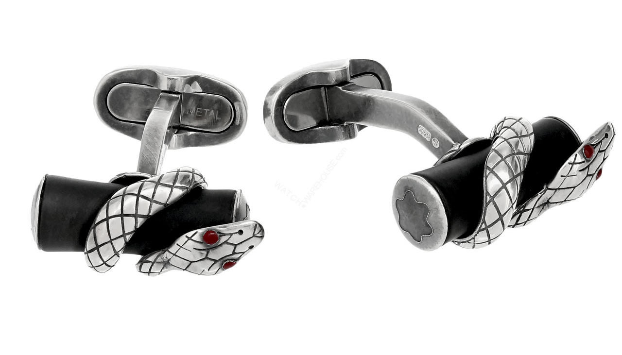 MONTBLANC Rouge et Noir Serpent detail BLK Ruthenium Cufflinks 124059