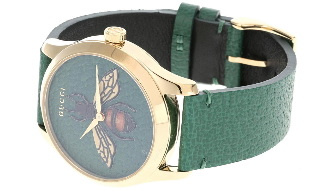 GUCCI G-Timeless 38MM Emerald Green Bee Motif Unisex Watch YA1264065A