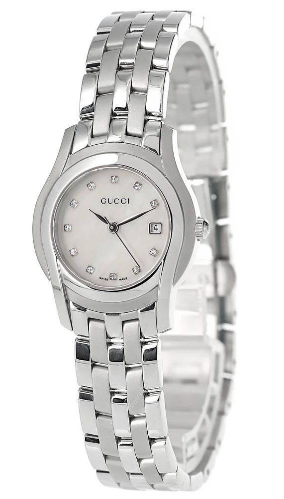 GUCCI 5505 27MM SS Mother of Pearl 11 Diamond Women display picture 2