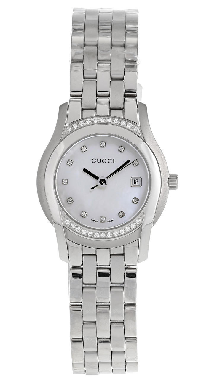 時計 GUCCI 5505 YA055505 GUCCI 5505 27MM SS Diamond Mother of Pearl Women's Watch
