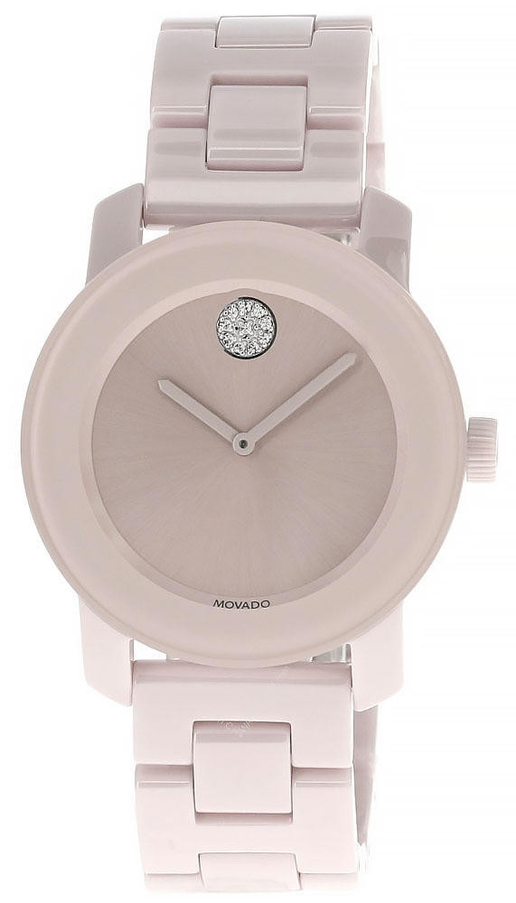 MOVADO Bold 36.3MM QTZ Pink Crystal Dial Ceramic Women display picture 2