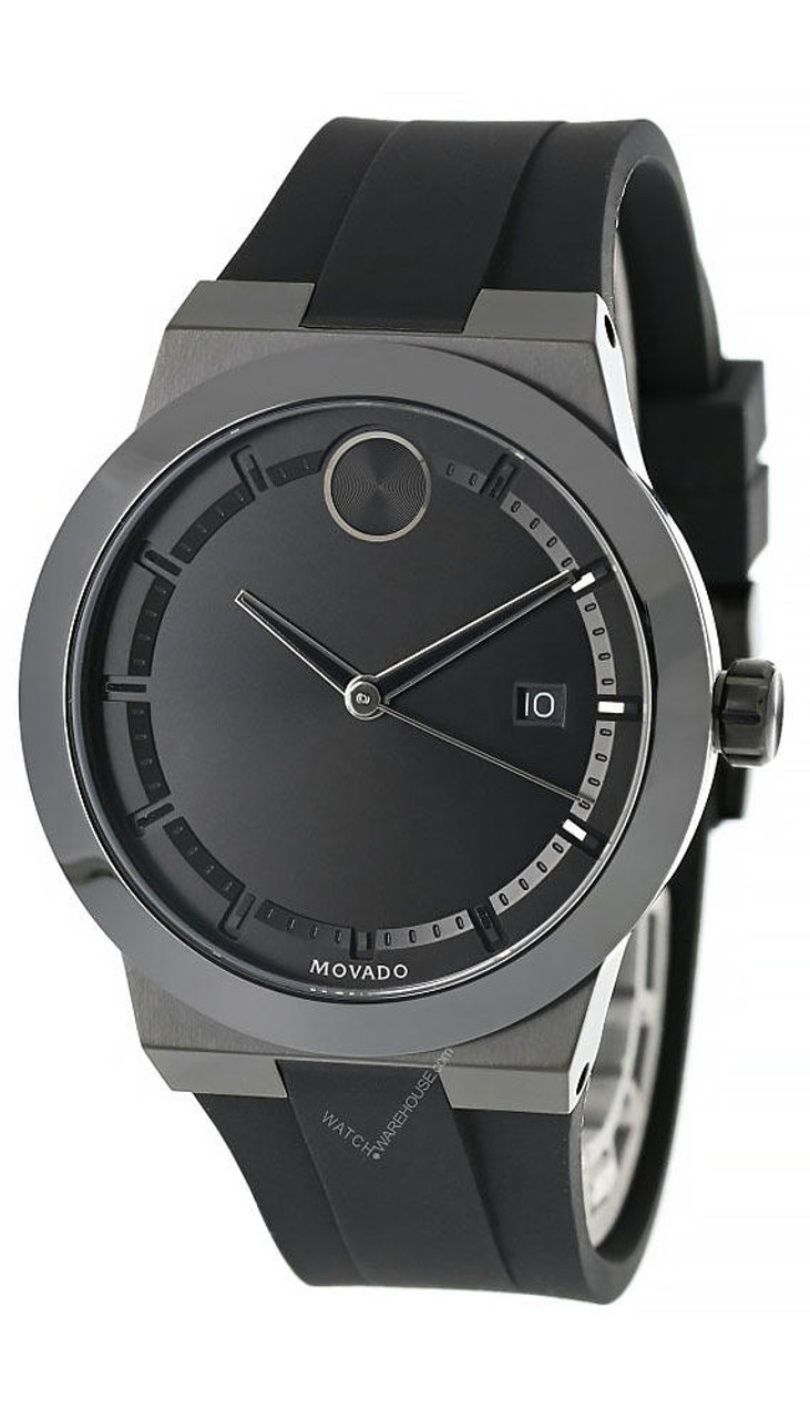 MOVADO Bold 42MM Quartz Black Dial Silicone Strap Men's Watch