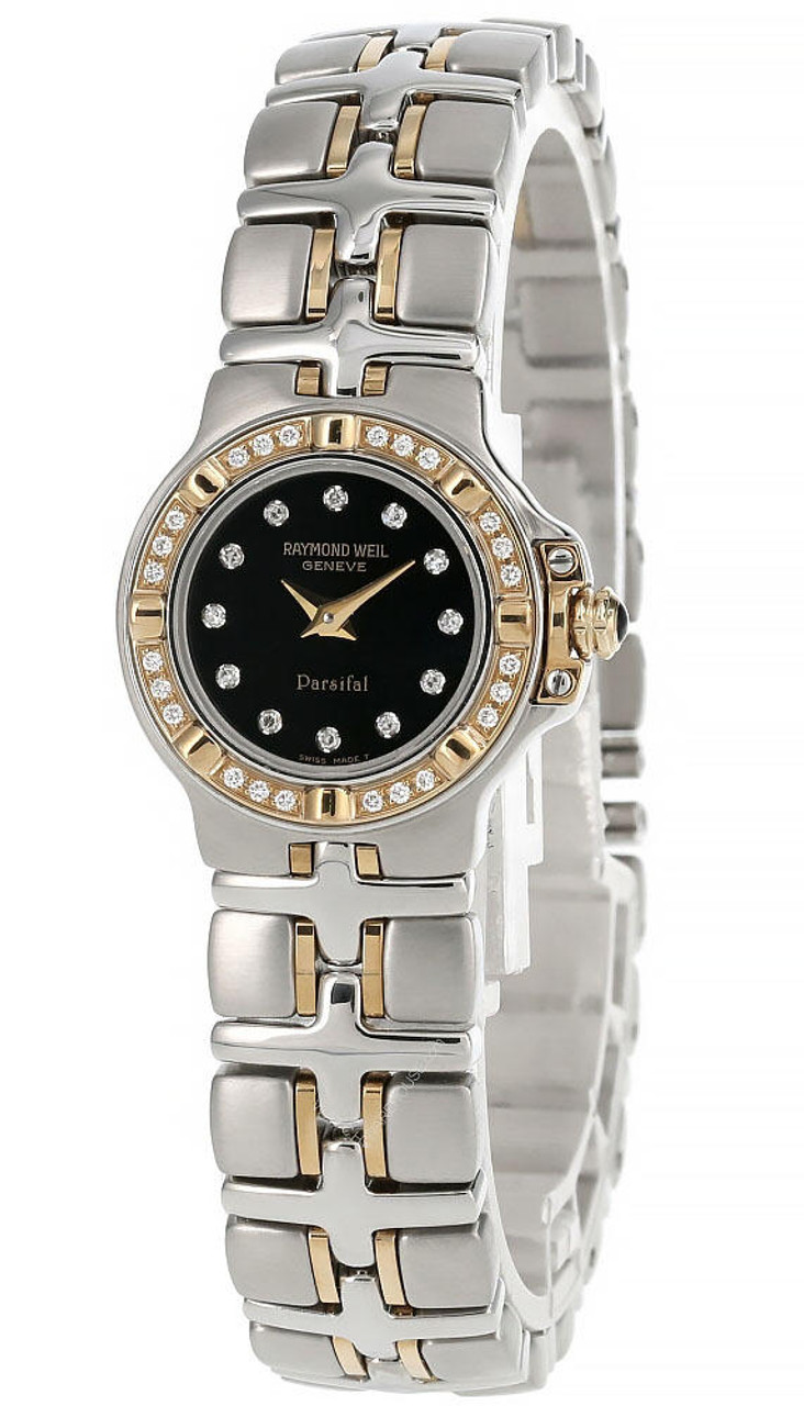 RAYMOND WEIL Parsifal Black Dial Diamond Two-Tone Women's Watch