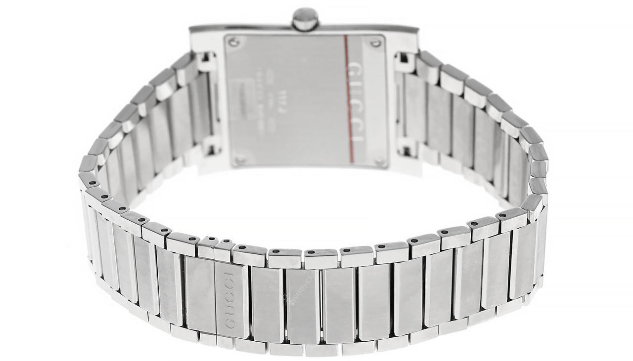 GUCCI 111J Quartz S-Steel Silver Dial Date Window Men's