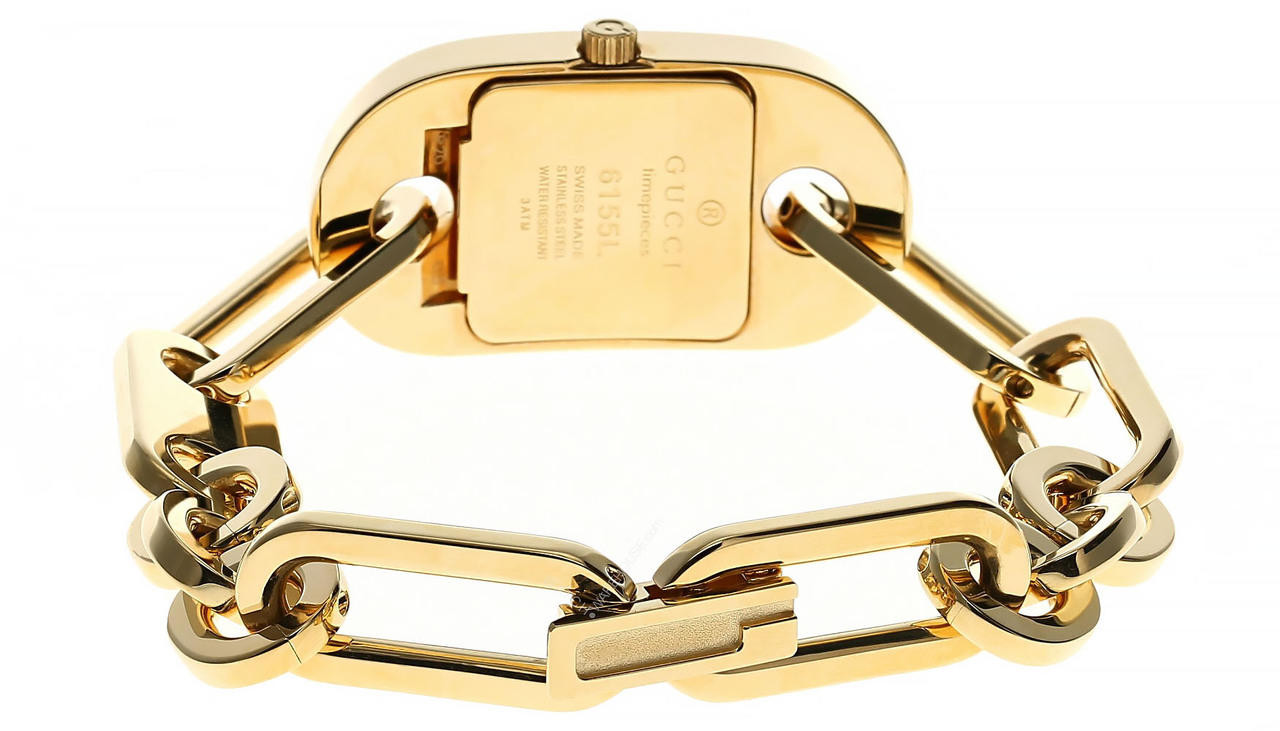 GUCCI Medium Quartz White Dial Gold Bracelet Women's Watch 6155L