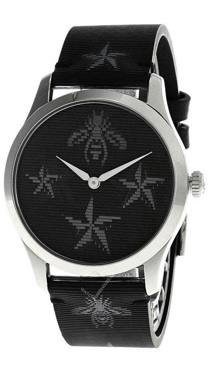 GUCCI G-Timeless 38MM Black Bee/Star Print LTHR Women's Watch YA1264105