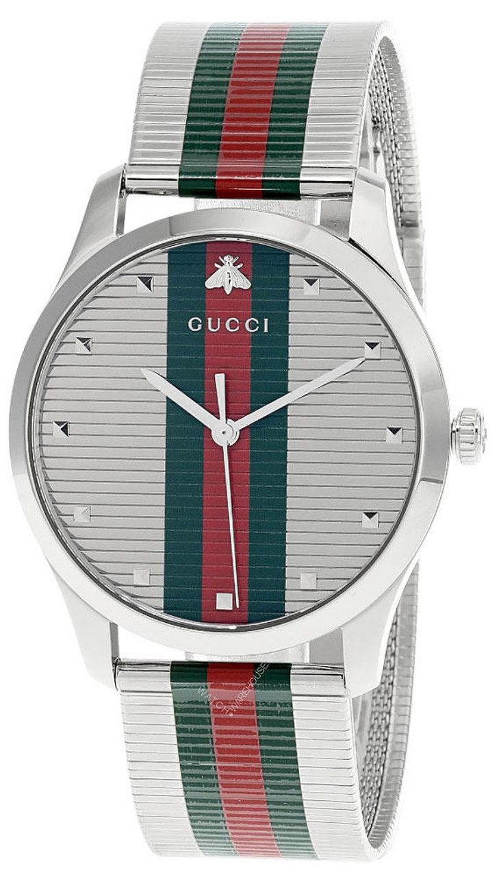 GUCCI G-Timeless 42MM QTZ SS MultiColour SLVR Dial Men's Watch YA126284