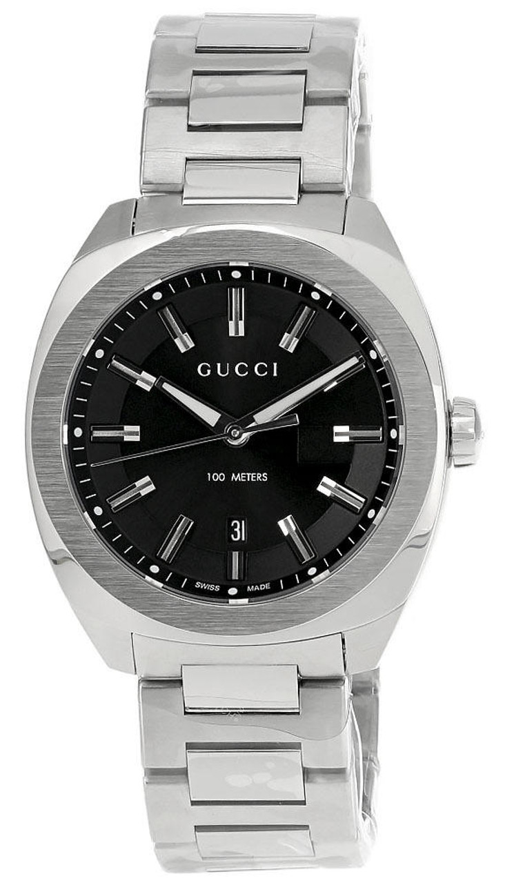 GUCCI GG2570 40MM Quartz Stainless Steel BLK Dial Men's Watch 