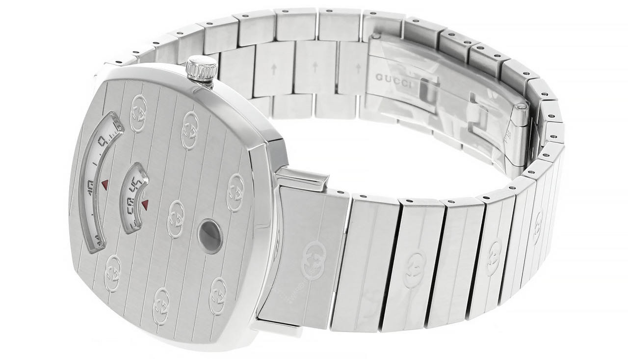 GUCCI グリップ　35mm GUCCI Grip 35MM QTZ SS Silver Dial GG-Engraved Women's Watch