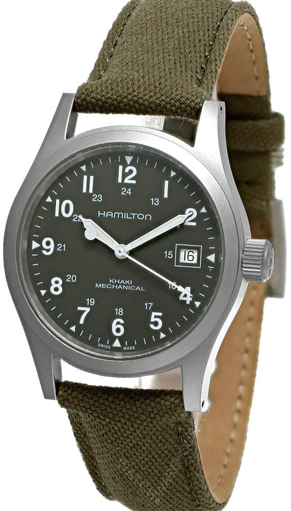 HAMILTON Khaki Field Mechanical 38MM Green Dial Textile Strap