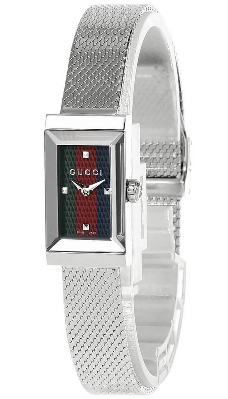 GUCCI G-Frame White/Red/Blue Dial 14x25MM SS Women's Watch YA147508 | Fast  u0026 Free US Shipping | Watch Warehouse