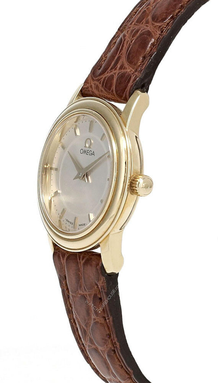 OMEGA DeVille Prestige 18K Gold Case Leather Women's Watch 46703102