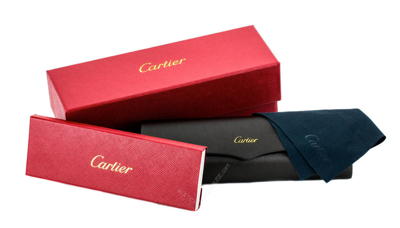 CARTIER Brown Lens with Black and Gold Buffalo Horn Men's Sunglasses  CT0020RS 001