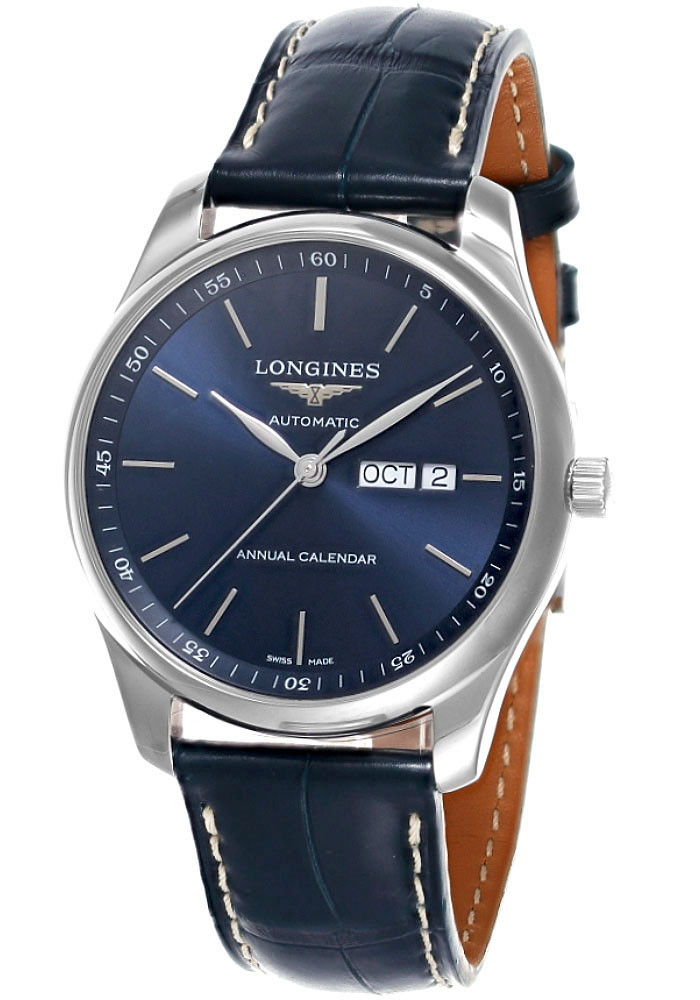 LONGINES Master Collection 42MM Blue Dial Leather Mens Watch L29204920