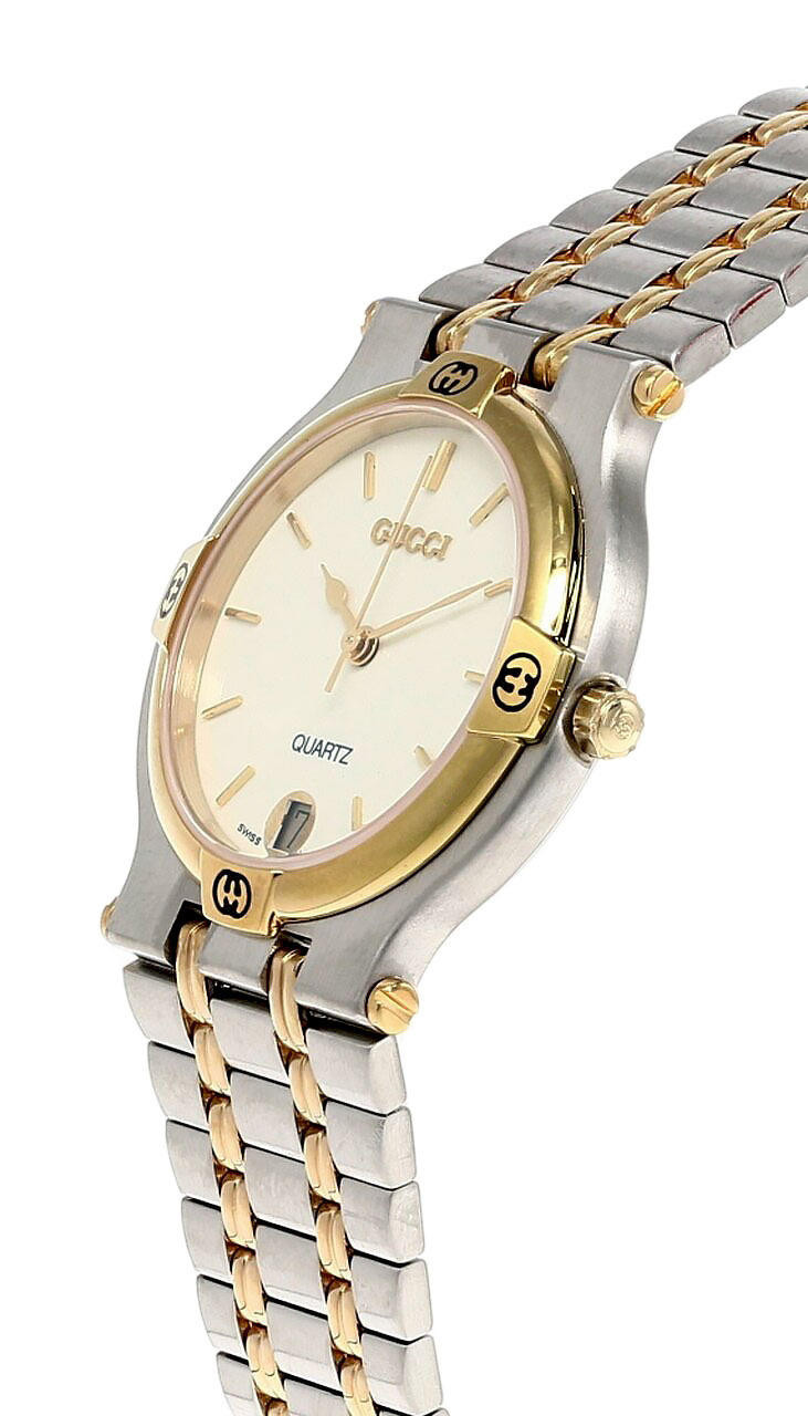 GUCCI Quartz S-Steel Cream Dial Two-Tone Unisex Watch 9000M-016.995