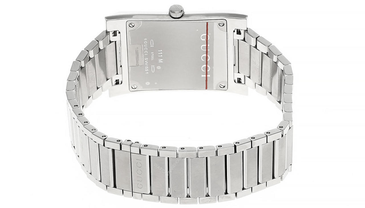 GUCCI Stainless Steel Black Dial Date Display Men's Watch YA111303