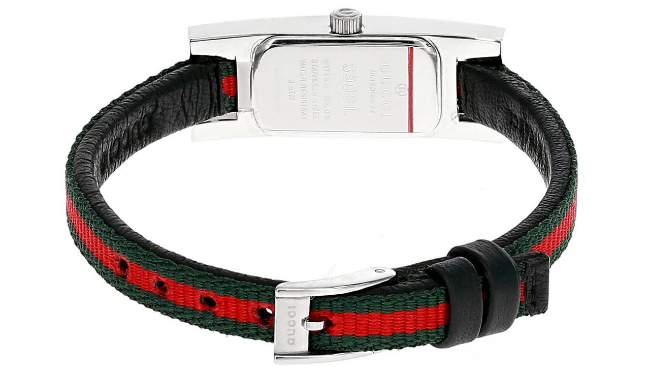 GUCCI Petite SS Classic Red/Green Dial Canvas Women's Watch 3900L