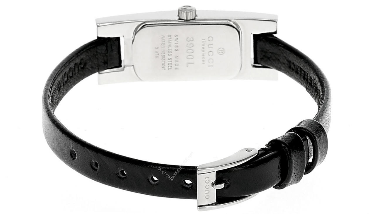 GUCCI Petite S-Steel Black Dial Leather Band Women's Watch