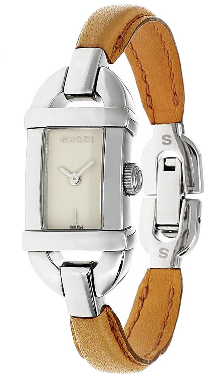 GUCCI Timepieces SS Silver Dial Pecan Leather (S) Women's Watch