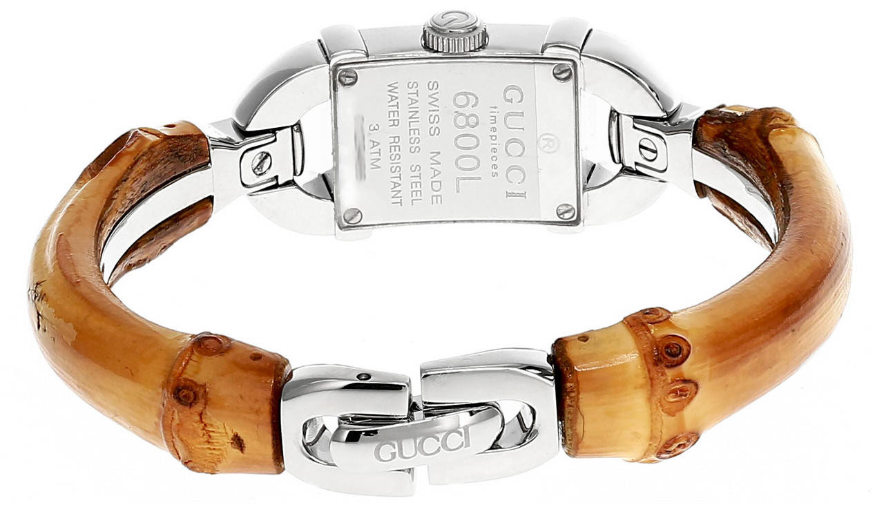 GUCCI Petite Silver Dial Maple Bamboo Bangle Women's Watch