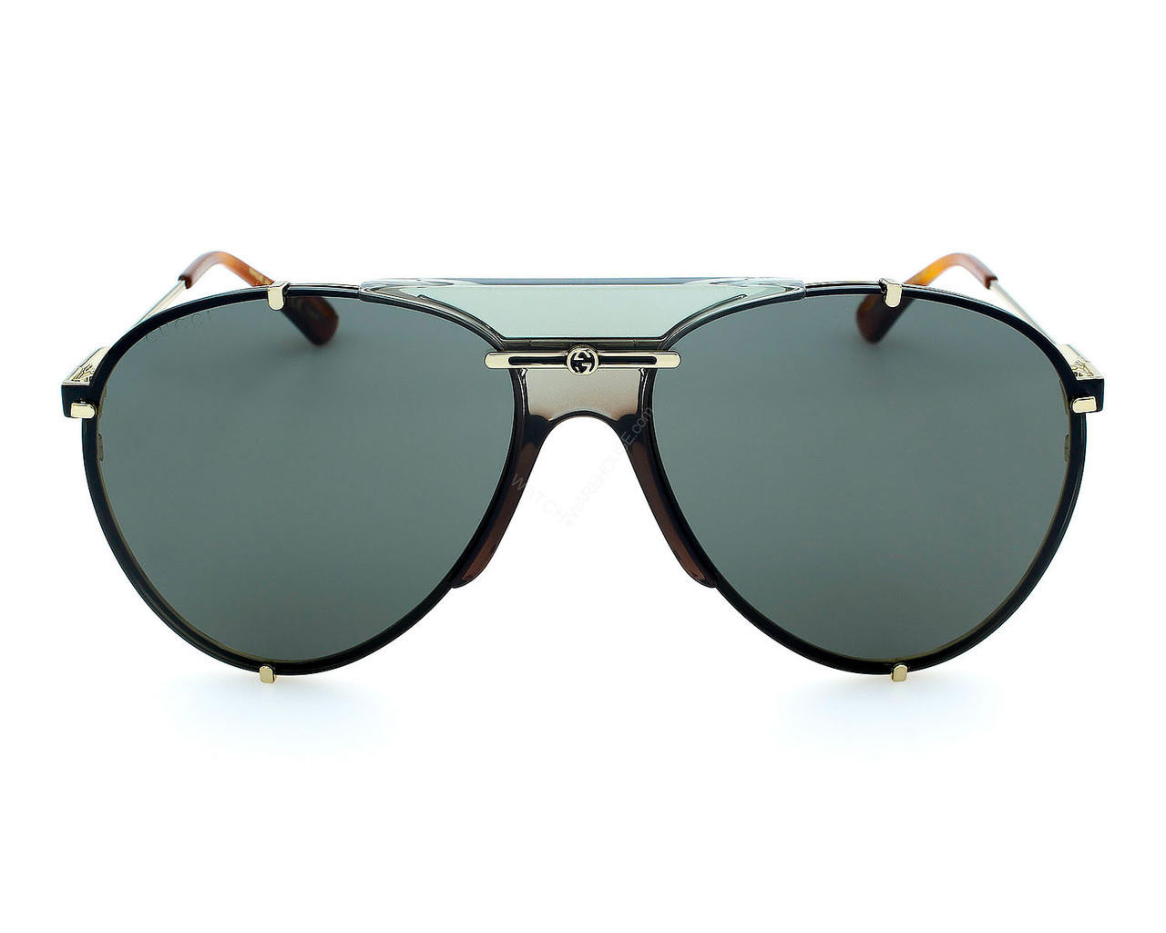 GUCCI Aviator Gold/Gray Lens 61-15-135MM Unisex Sunglasses 